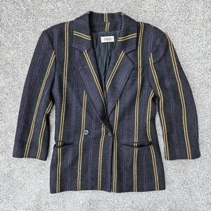 Missoni Italian Vintage Gray Fitted Pin Striped Blazer Jacket Womens 8 Medium